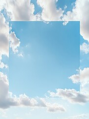 Poster - Clear blue sky with clouds offering ample space for text or creative designs in outdoor setting. Generative AI