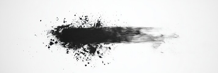 Poster - Black ink splash creating an empty space suitable for adding text or graphics in a clear design. Generative AI