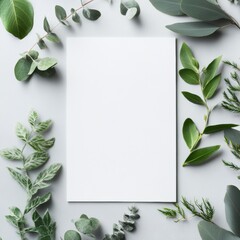 Fototapete - Blank space surrounded by fresh greenery for design mockup and text placement. Generative AI