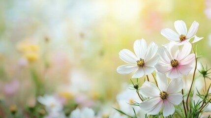 Aufkleber - Beautiful blooming white flowers in a serene garden with soft natural light perfect for text placement. Generative AI