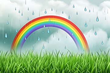 Wall Mural - Rainbow after Rain, a Peaceful Nature Scene