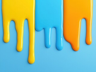 Poster - Vibrant paint drips abstract art studio digital composition clean background close-up colorful expression