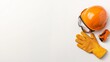 © loxia stock image - Safety gear hard hat, gloves, goggles on white.