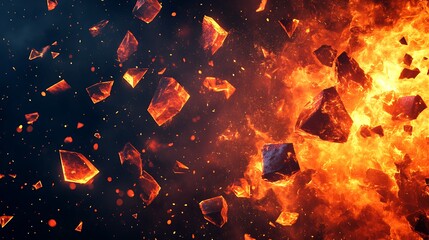 Poster - A fiery explosion of angular shapes forming abstract patterns