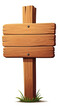 © Ina Meer Sommer - An empty wooden sign post , cartoon, on transparent background