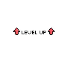 Poster - level up button 8 bit text level up Pixel art 8-bit for game you win
