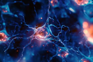 Poster - Close-up view of a neuron exhibiting intricate branching structures