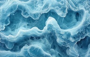 Poster - Abstract Waves of Blue Water with Soft Flowing Patterns, Creating a Serene and Calming Atmospheric Effect in a Nature-Inspired Visual Representation