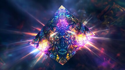 Leinwandbilder - A floating pyramid with abstract patterns radiating energy beams