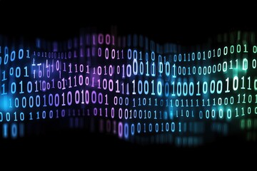 binary code flow, digital data stream, abstract background, tech website banner