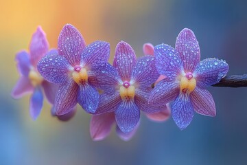 Wall Mural - A macro shot of a cluster of vibrant purple blooms, great for representing spring or floral themes