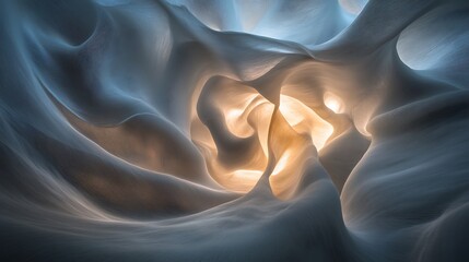 Aufkleber - A flowing ribbon of liquid light weaving through a misty void