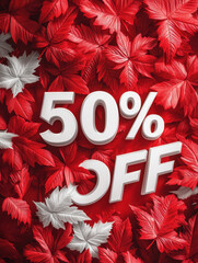 Wall Mural - 3d 50% OFF on red leaves background