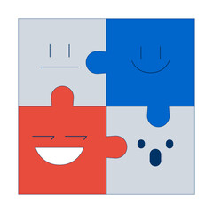 Aufkleber - effective team dynamic 2d illustration concept. cooperation coworkers puzzles jigsaw. fitting employ