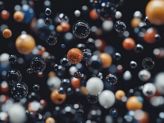 Poster - Multiverse collision abstract bubbles in a cosmic setting digital art close-up realistic composition