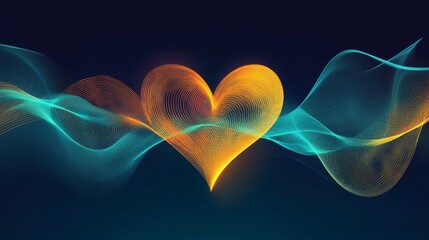 Aufkleber - A conceptual graphic showing a heart wave merging with sound waves, illustrating the connection between heartbeats and sound in a creative visual