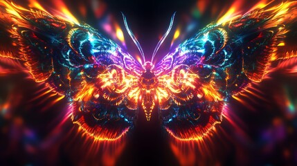 Leinwandbilder - A glowing fractal butterfly with vibrant, pulsating wings