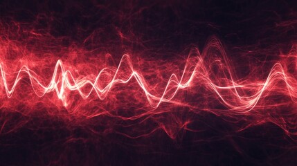 Poster - a digitally created visualization of heart waves pulsating in synchronization, with a gradient backg