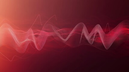 Poster - a digitally created visualization of heart waves pulsating in synchronization, with a gradient backg