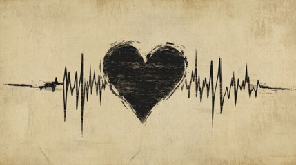 Aufkleber - A dynamic heart waveform overlaid on a faint background of medical equipment, symbolizing the interplay between technology and human health