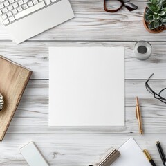 Poster - Creative workspace with empty paper and office supplies for design and planning activities. Generative AI
