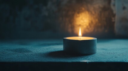 Poster - Close-up of a flickering candle flame in a dark room, casting soft shadows and creating a cozy ambiance, emphasizing the glow and warmth
