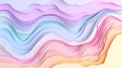 Poster - Creative abstract graphic featuring layered paper-cut style shapes in pastel tones, creating a D visual effect with depth and texture