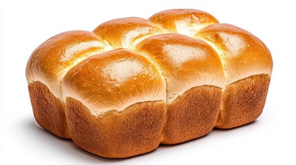 Wall Mural - a photostock of a golden-brown loaf of bread with a textured crust, isolated on a clean white backgr