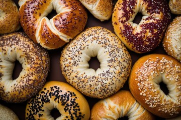 Sticker - A collection of freshly baked bagels arranged on a table, ready for serving or display