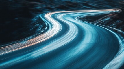 Aufkleber - Motion blur effect on a curving mountain road with sharp turns, creating the feeling of speed and thrilling movement