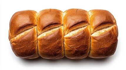 Wall Mural - a photostock of a neatly sliced loaf of crusty bread, placed symmetrically on a clean white backgrou