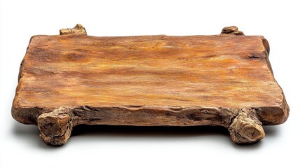 Wall Mural - a photostock of a rustic wooden serving tray with a natural finish, isolated on a clean white backgr