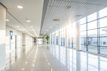 large ballroom corridor in hospital or clinic or airport image