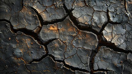 The cracks form an intricate and natural pattern that resembles a web-like structure.