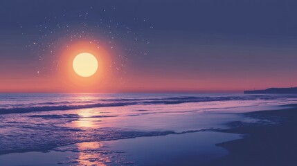 Leinwandbilder - Vibrant sunset over calm ocean waters with space for text overlay. Generative AI