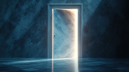 Wall Mural - Mysterious Doorway with Light in a Dark Room Interior