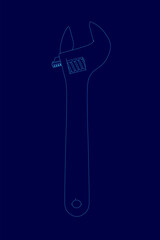 Poster - Blue wrench is shown in a blue image. The wrench is the main focus of the image, and it is a tool used for tightening or loosening bolts and nuts. The image has a minimalist