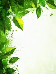 Poster - Green foliage frame with ample space for text and creative designs in a bright and natural setting. Generative AI