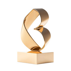 Aufkleber - A polished gold abstract sculpture rests atop a simple square base showcasing a modern and elegant design.