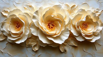 Poster - elegant cream roses with textured background for exquisite floral artwork and design inspiration in 