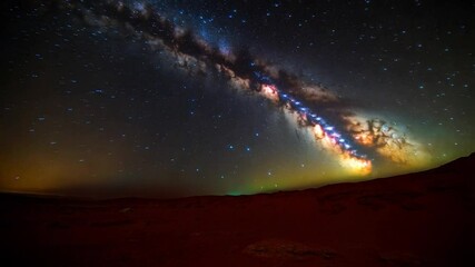 Wall Mural - Stunning View of the Milky Way Galaxy Over Arid Landscape Captured in Clear Night Sky