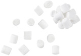 Scattered pile white mini marshmallows isolated on a transparent background. Completely in focus. Top view.