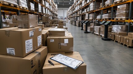 Poster - Optimized package delivery and warehouse stock management strategies for industrial logistics with aisle view