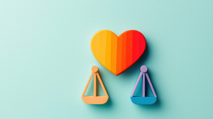 Poster - Colorful heart and scales symbolizing love and balance in relationships
