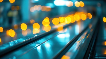 Poster - Airport luggage security checkpoint conveyor belts modern terminal close-up view urban setting