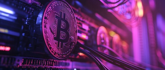 Poster - Visualizing cryptocurrency nodes on server network cables in a high-tech data center environment