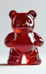 Wall Mural - Adorable Red Gummy Bear Figure on a Clean Background, Perfect for Confectionery Themed Projects, Digital Designs, and Creative Marketing Materials