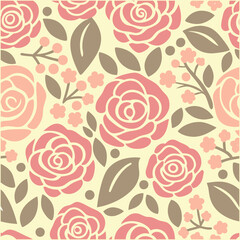 Wall Mural - abstract rose flower pattern. blooming design. pattern with pink roses.vector with flower and plants