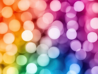 Wall Mural - Colorful bokeh lights with rainbow gradient background. Abstract celebration concept