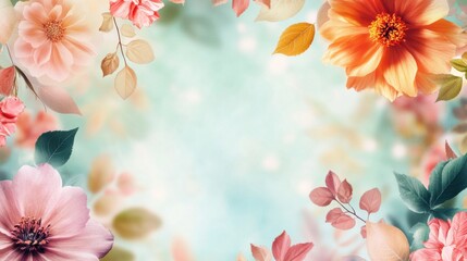 Aufkleber - Floral background design with space for text in pastel colors and soft focus, ideal for invitations and greeting cards. Generative AI